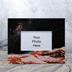 Retro Vintage Space Galaxy White Tabletop Photo Frame 4 x6  by Pakjumat