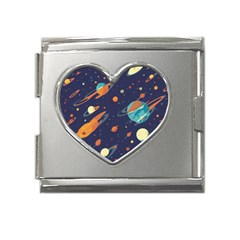 Space Galaxy Planet Universe Stars Night Fantasy Mega Link Heart Italian Charm (18mm) by Pakjumat