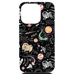 Animals Galaxy Space iPhone 14 Pro Black UV Print Case Front