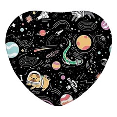 Animals Galaxy Space Heart Glass Fridge Magnet (4 Pack) by Pakjumat