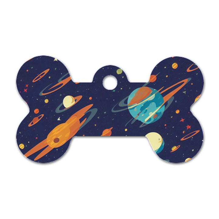 Space Galaxy Planet Universe Stars Night Fantasy Dog Tag Bone (Two Sides)