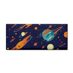 Space Galaxy Planet Universe Stars Night Fantasy Hand Towel by Pakjumat