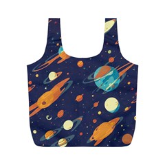 Space Galaxy Planet Universe Stars Night Fantasy Full Print Recycle Bag (m) by Pakjumat