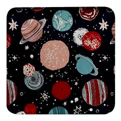 Space Galaxy Pattern Square Glass Fridge Magnet (4 Pack) by Pakjumat