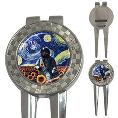 Starry Surreal Psychedelic Astronaut Space 3-in-1 Golf Divots by Pakjumat