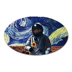 Starry Surreal Psychedelic Astronaut Space Oval Magnet by Pakjumat