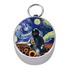 Starry Surreal Psychedelic Astronaut Space Mini Silver Compasses by Pakjumat