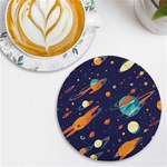 Space Galaxy Planet Universe Stars Night Fantasy UV Print Round Tile Coaster Front