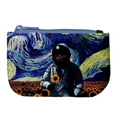 Starry Surreal Psychedelic Astronaut Space Large Coin Purse by Pakjumat