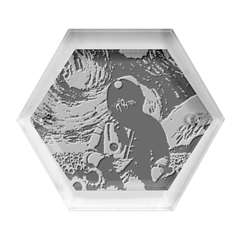 Starry Surreal Psychedelic Astronaut Space Hexagon Wood Jewelry Box by Pakjumat