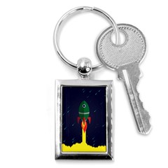 Rocket Halftone Astrology Astronaut Key Chain (rectangle) by Pakjumat