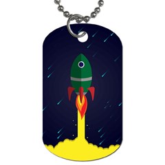 Rocket Halftone Astrology Astronaut Dog Tag (one Side) by Pakjumat