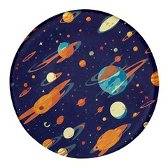 Space Galaxy Planet Universe Stars Night Fantasy Round Glass Fridge Magnet (4 Pack) by Pakjumat