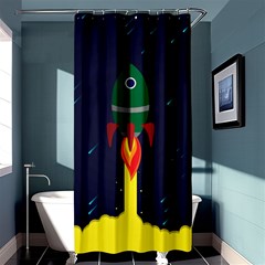 Rocket Halftone Astrology Astronaut Shower Curtain 36  X 72  (stall)  by Pakjumat