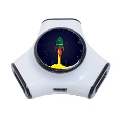 Rocket Halftone Astrology Astronaut 3-port Usb Hub by Pakjumat