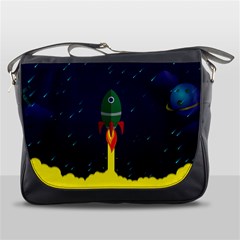 Rocket Halftone Astrology Astronaut Messenger Bag by Pakjumat