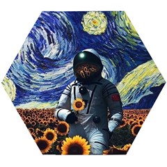 Starry Surreal Psychedelic Astronaut Space Wooden Puzzle Hexagon by Pakjumat