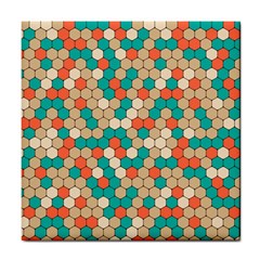 Multicolored Honeycomb Colorful Abstract Geometry Tile Coaster by Pakjumat