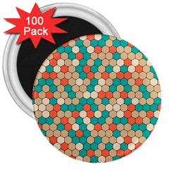 Multicolored Honeycomb Colorful Abstract Geometry 3  Magnets (100 Pack) by Pakjumat