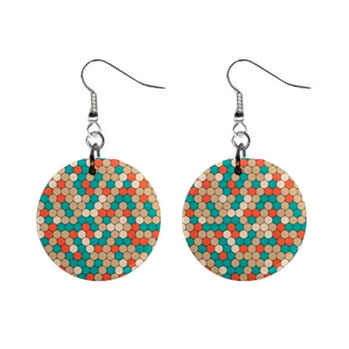 Multicolored Honeycomb Colorful Abstract Geometry Mini Button Earrings