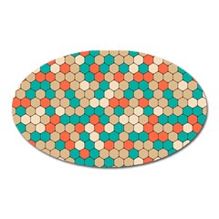 Multicolored Honeycomb Colorful Abstract Geometry Oval Magnet by Pakjumat