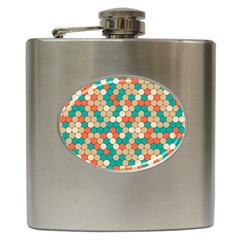 Multicolored Honeycomb Colorful Abstract Geometry Hip Flask (6 Oz) by Pakjumat