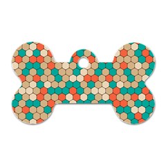 Multicolored Honeycomb Colorful Abstract Geometry Dog Tag Bone (two Sides) by Pakjumat