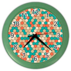 Multicolored Honeycomb Colorful Abstract Geometry Color Wall Clock by Pakjumat