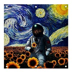 Starry Surreal Psychedelic Astronaut Space Banner And Sign 4  X 4  by Pakjumat