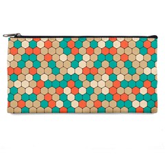 Multicolored Honeycomb Colorful Abstract Geometry Pencil Case by Pakjumat