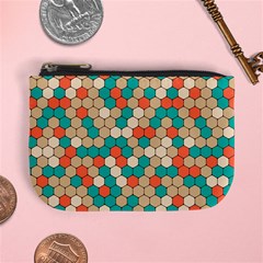 Multicolored Honeycomb Colorful Abstract Geometry Mini Coin Purse by Pakjumat