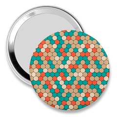 Multicolored Honeycomb Colorful Abstract Geometry 3  Handbag Mirrors by Pakjumat