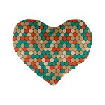 Multicolored Honeycomb Colorful Abstract Geometry Standard 16  Premium Heart Shape Cushions Front