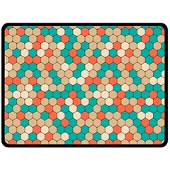 Multicolored Honeycomb Colorful Abstract Geometry Two Sides Fleece Blanket (large) by Pakjumat