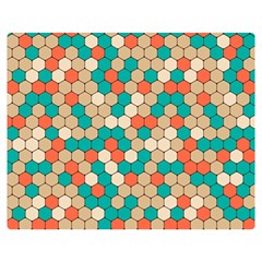 Multicolored Honeycomb Colorful Abstract Geometry Two Sides Premium Plush Fleece Blanket (medium) by Pakjumat