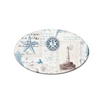 Nautical Lighthouse Vintage Postcard French Writing Sticker (Oval) Front