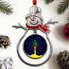 Rocket Halftone Astrology Astronaut Metal Snowman Ornament by Pakjumat