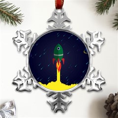 Rocket Halftone Astrology Astronaut Metal Small Snowflake Ornament by Pakjumat