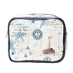 Nautical Lighthouse Vintage Postcard French Writing Mini Toiletries Bag (one Side) by Pakjumat