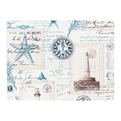 Nautical Lighthouse Vintage Postcard French Writing Two Sides Premium Plush Fleece Blanket (mini) by Pakjumat