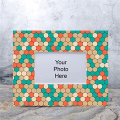 Multicolored Honeycomb Colorful Abstract Geometry White Tabletop Photo Frame 4 x6  by Pakjumat