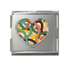 Snake Stripes Intertwined Abstract Mega Link Heart Italian Charm (18mm) by Pakjumat