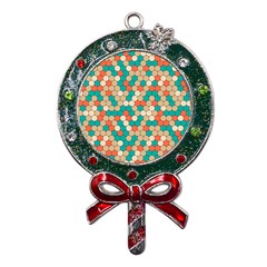 Multicolored Honeycomb Colorful Abstract Geometry Metal X mas Lollipop With Crystal Ornament