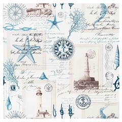 Nautical Lighthouse Vintage Postcard French Writing Wooden Puzzle Square by Pakjumat