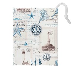 Nautical Lighthouse Vintage Postcard French Writing Drawstring Pouch (4xl) by Pakjumat