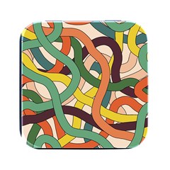 Snake Stripes Intertwined Abstract Square Metal Box (black)