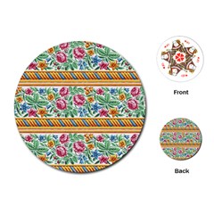 Flower Fabric Design Playing Cards Single Design (round)