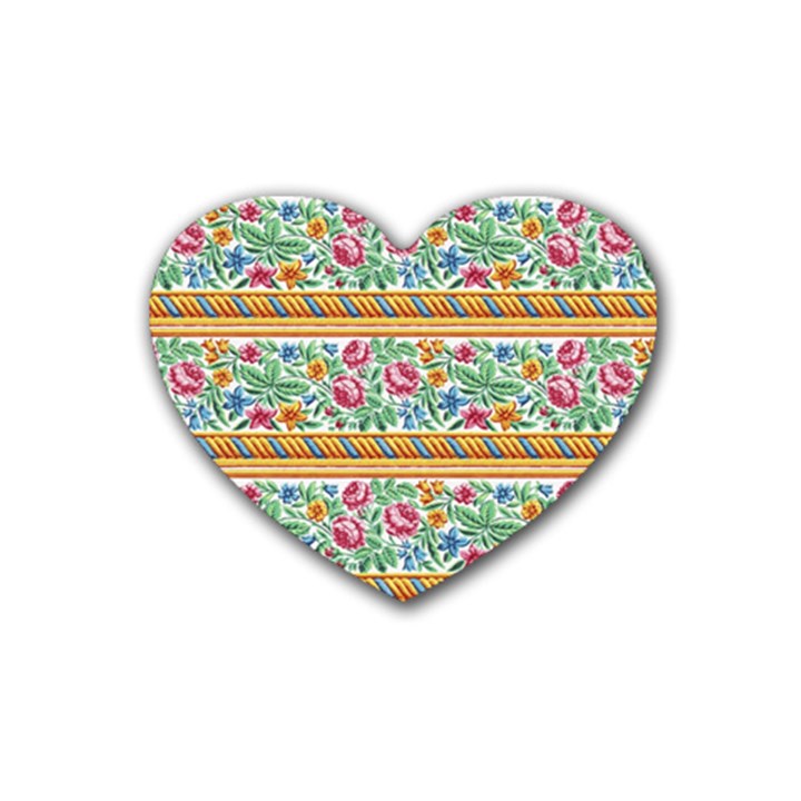 Flower Fabric Design Rubber Heart Coaster (4 pack)