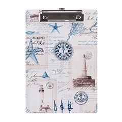 Nautical Lighthouse Vintage Postcard French Writing A5 Acrylic Clipboard