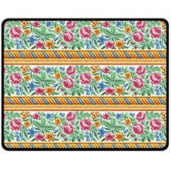 Flower Fabric Design Two Sides Fleece Blanket (medium) by Pakjumat